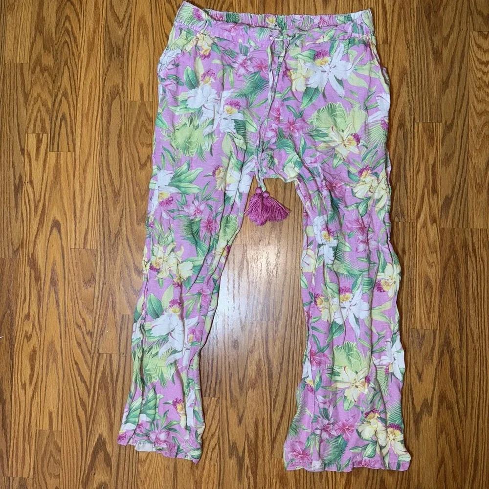 Tommy Bahama Caribbean ORCHID ST LUCIA BEACH PANTS Size Large Pink Linen